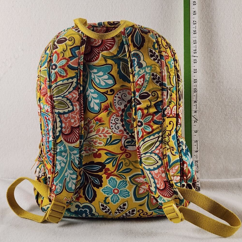Vera Bradley Large Quilted Backpack Floral Cotton Lightweight Earbud Port - Picture 3 of 9